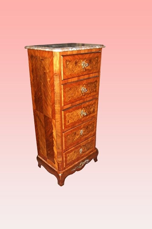 English Writing Desk From The Mid-1800s, Victorian Style, Made Of Rosewood. It Has A Raised Cen-photo-2