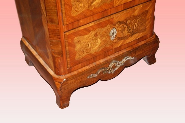 English Writing Desk From The Mid-1800s, Victorian Style, Made Of Rosewood. It Has A Raised Cen-photo-4