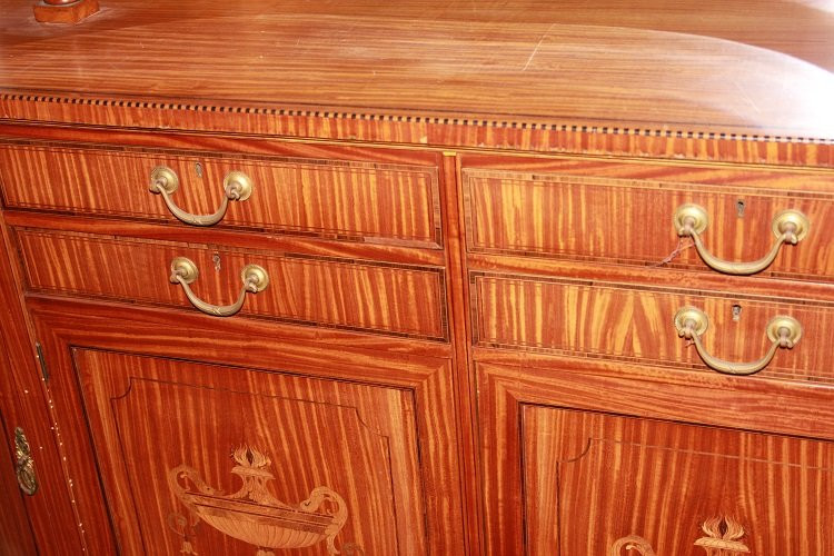 Beautiful And Large English Sheraton-style Sideboard From The Second Half Of The 1800s, Made Of-photo-2
