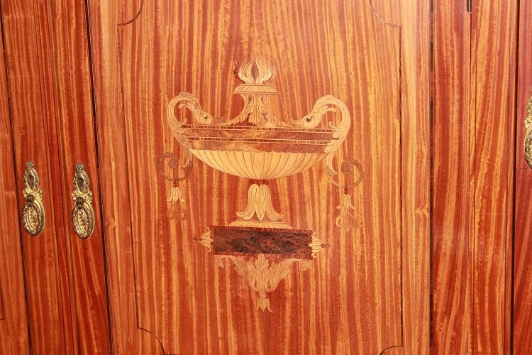 Beautiful And Large English Sheraton-style Sideboard From The Second Half Of The 1800s, Made Of-photo-3