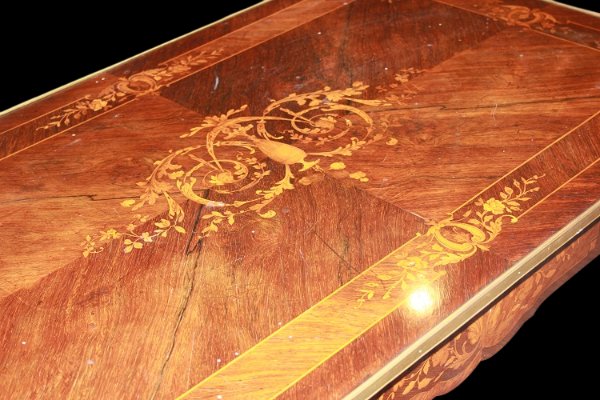 French Writing Desk From The Second Half Of The 19th Century, Louis XV Style, Made Of Rosewood.-photo-3
