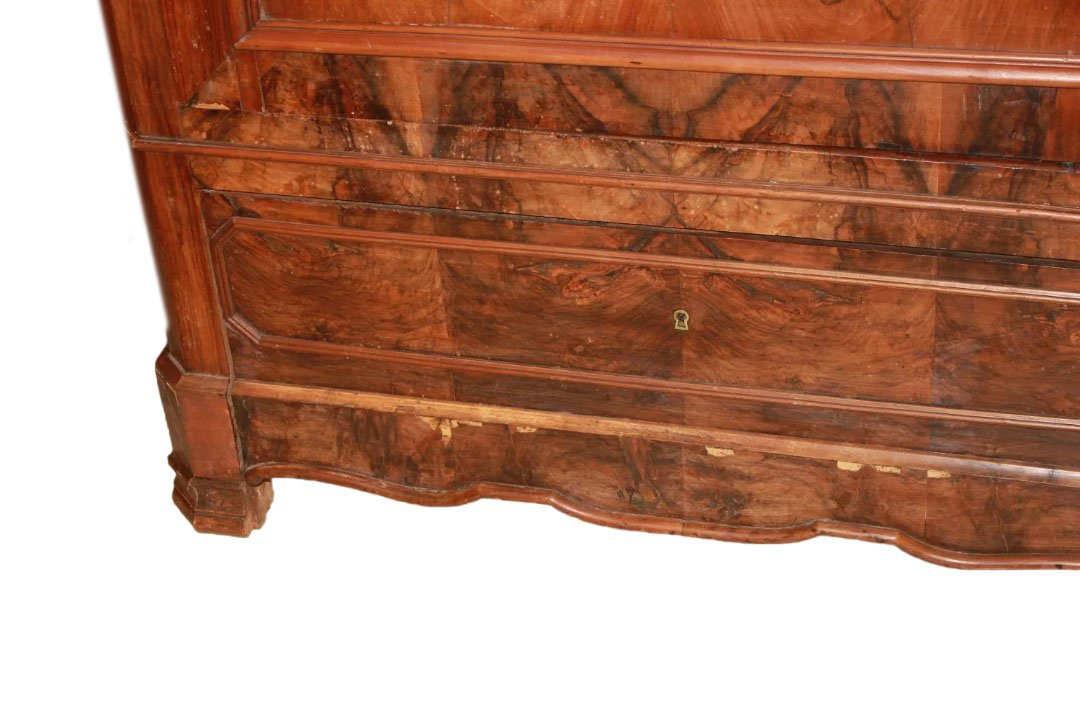 Armoire Penderie à Une Porte Style Louis Philippe En Noyer Et Ronce De Noyer-photo-3