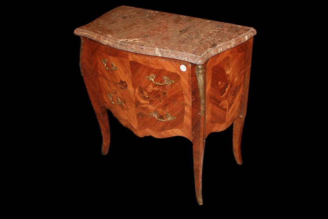 French Commode From The Late 1800s To Early 1900s, In Louis XV Style, Made Of Rosewood-photo-2