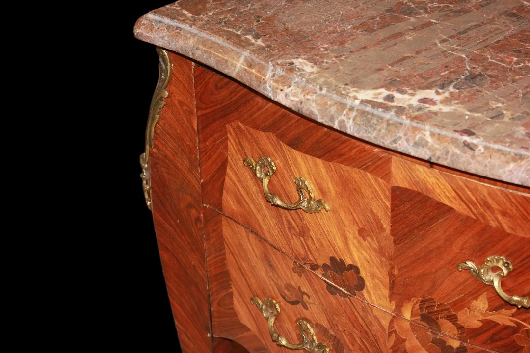French Commode From The Late 1800s To Early 1900s, In Louis XV Style, Made Of Rosewood-photo-3