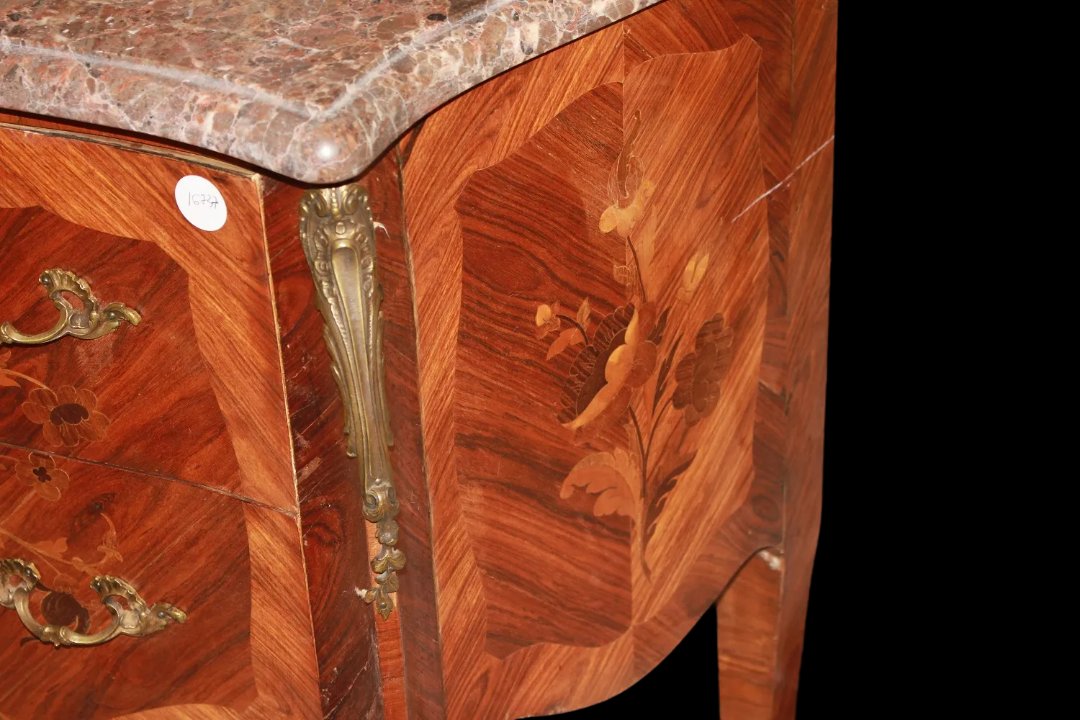 French Commode From The Late 1800s To Early 1900s, In Louis XV Style, Made Of Rosewood-photo-4