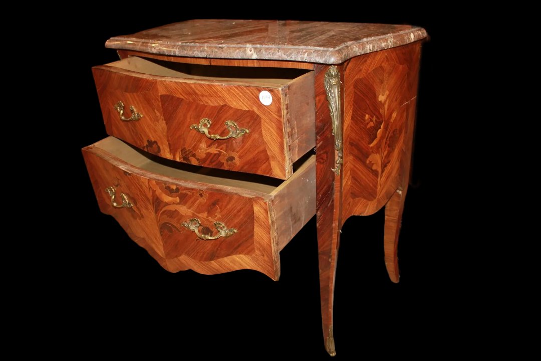 French Commode From The Late 1800s To Early 1900s, In Louis XV Style, Made Of Rosewood-photo-2