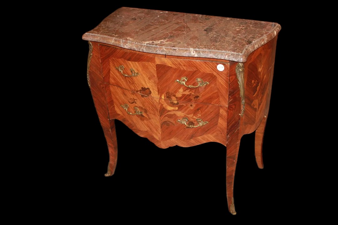 French Commode From The Late 1800s To Early 1900s, In Louis XV Style, Made Of Rosewood