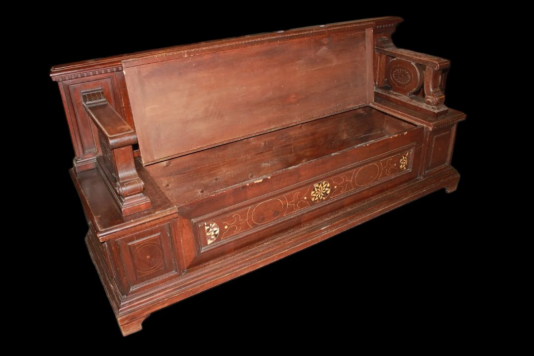 Large Chest With Backrest From Northern Italy, Dating To The Early 19th Century, Made Of Walnut-photo-1