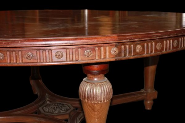 Large French Table From The Early 1800s, Louis XVI Style, Made Of Mahogany Wood-photo-2