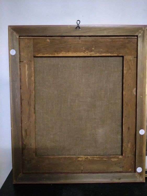 Huile Sur Toile Italienne De 1700 Représentant Adoration Vierge Avec Jésus-photo-1