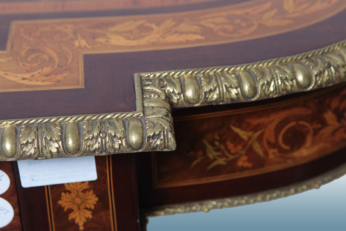 Rectangular Center Table With Round Corners. Inlay Rich In Polychrome With Floral Pattern. 4 Gr-photo-2