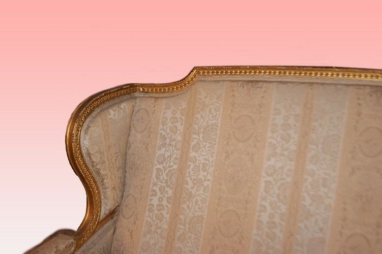 Canapé Français De Style Louis XVI De 1800 Doré à La Feuille d'Or-photo-4