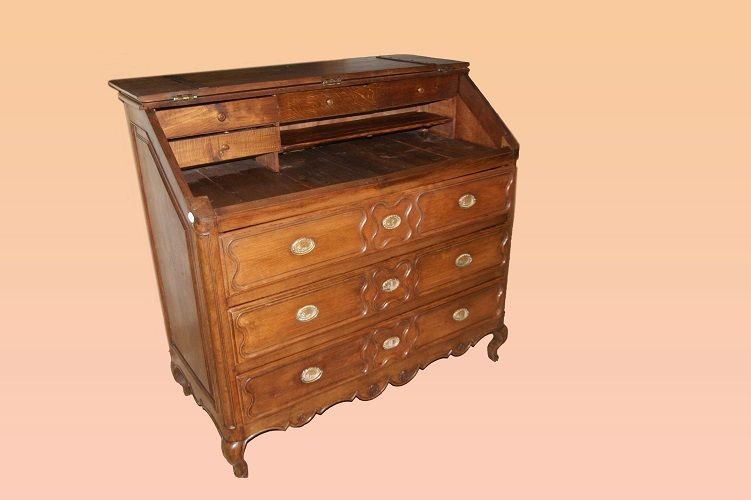 Bureau à Pente Rabat Français De 1700 En Chêne Style  Transition-photo-3