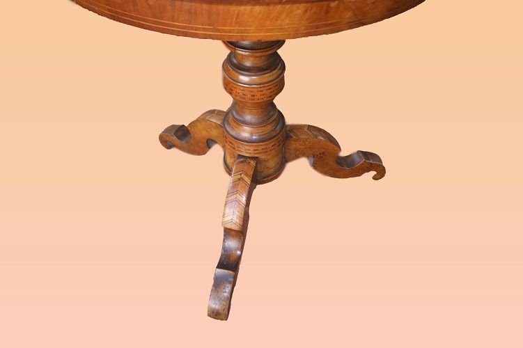 Petite Table Circulaire Sorrentine Datant Du XIXe Siècle, Richement Marquetée-photo-4