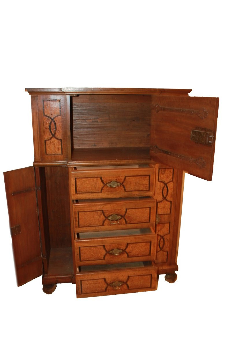 Biedermeier Sideboard In Elm And Burl – Northern Europe, 19th Century-photo-2