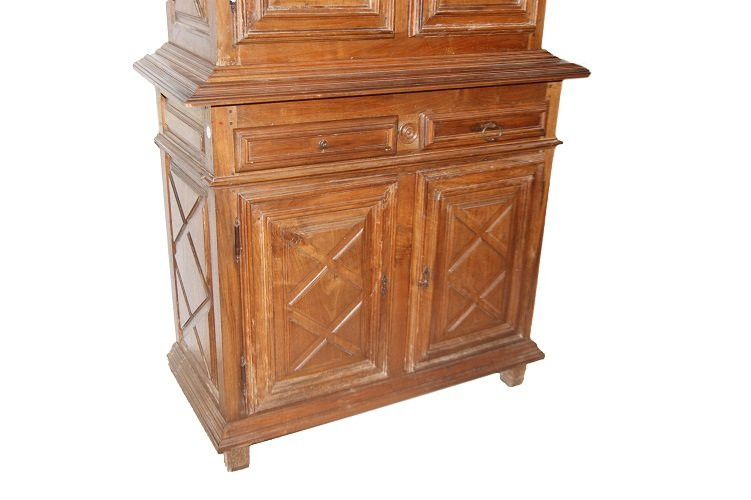 Beautiful French Double-bodied Rustic Cabinet From The Second Half Of The 18th Century, Made Of-photo-3