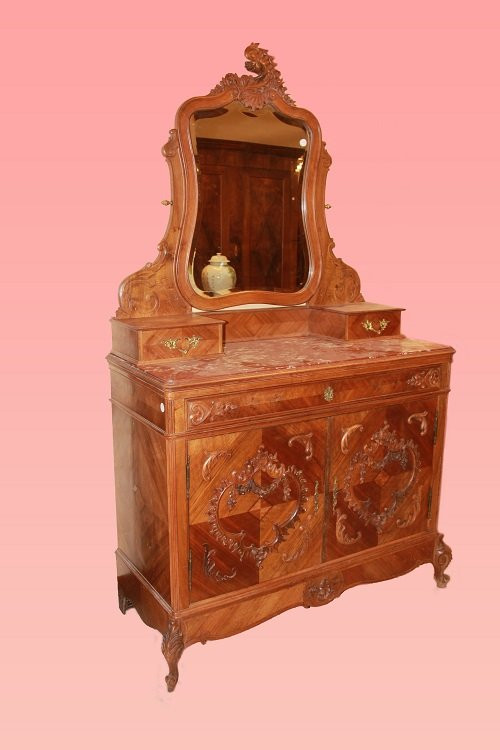 French Sideboard With A Mirror From The Late 1800s To The Early 1900s, In The Louis Philippe St-photo-1