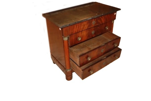 Small French Chest Of Drawers From The Second Half Of The 1800s, Empire Style, Made Of Mahogany-photo-1