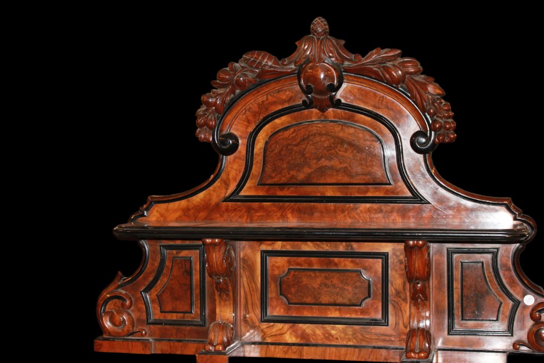 French Sideboard With Plate Rack From The Mid-19th Century, Louis Philippe Style, Made Of Flame-photo-2