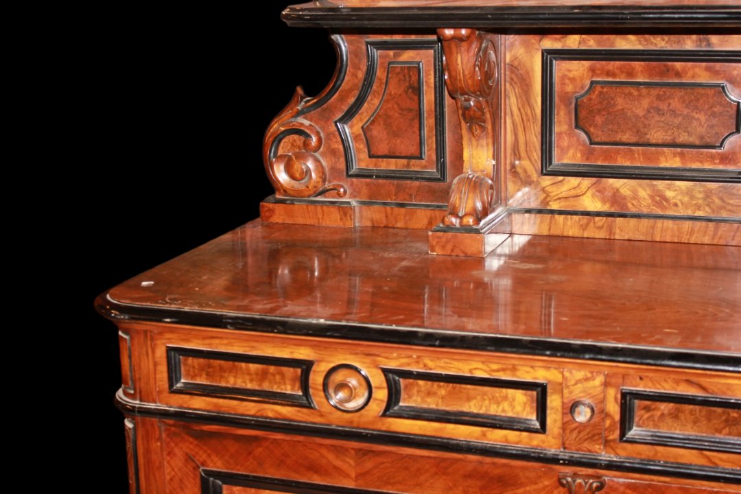 French Sideboard With Plate Rack From The Mid-19th Century, Louis Philippe Style, Made Of Flame-photo-4