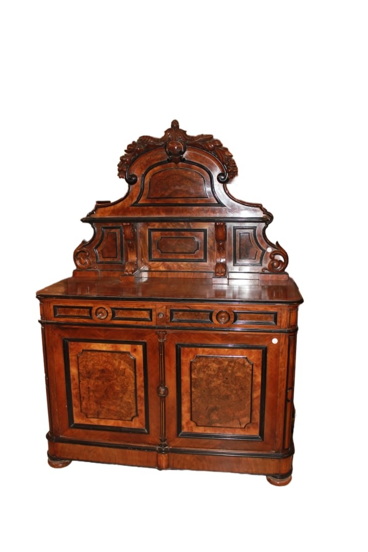 French Sideboard With Plate Rack From The Mid-19th Century, Louis Philippe Style, Made Of Flame