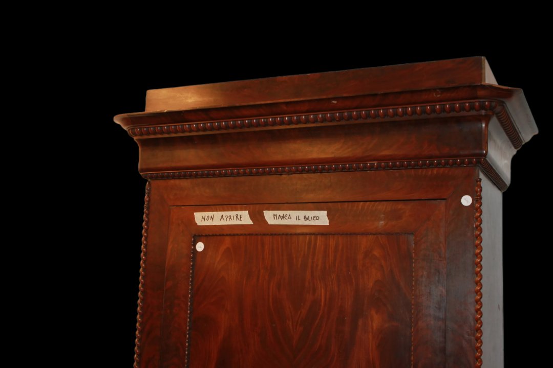 French Single-door Wardrobe From The Second Half Of The 19th Century, Directoire Style, Made Of-photo-2