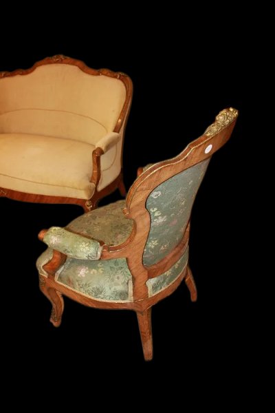 French Living Room From The Second Half Of The 19th Century, Louis XV Style In Rosewood-photo-6