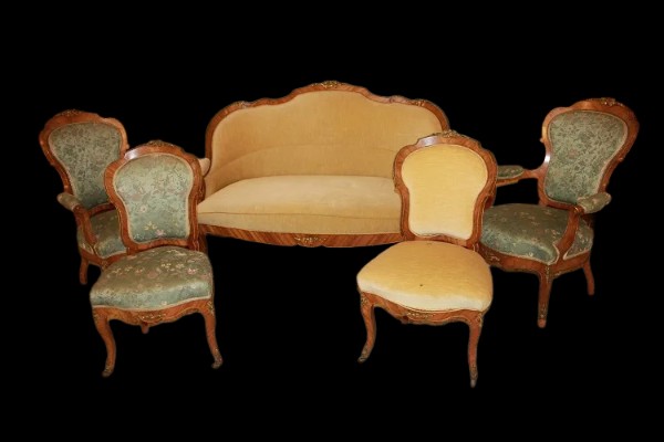 French Living Room From The Second Half Of The 19th Century, Louis XV Style In Rosewood