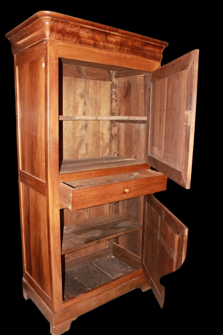 Armoire Grand Buffet Haut De Style Louis-philippe Français En Bois De Noyer-photo-2