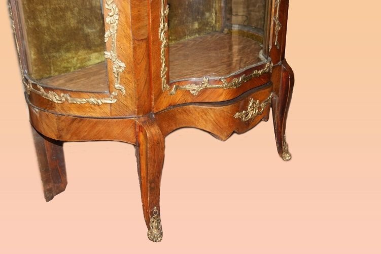 French Showcase From The Second Half Of The 1800s, Louis XV Style, In Rosewood-photo-4