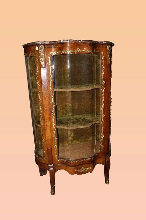 French Showcase From The Second Half Of The 1800s, Louis XV Style, In Rosewood