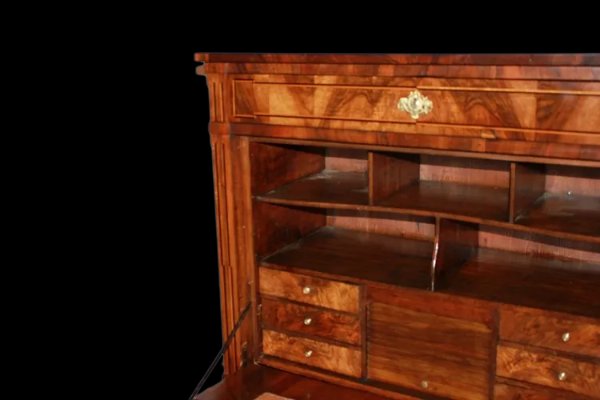 Beautiful French Secretaire From The Late 18th Century In Louis XVI Style, Made Of Flame Walnut-photo-3