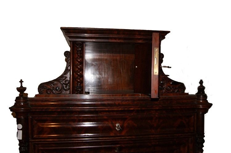 Secrétaire Biedermeier En Acajou Et Plume d'Acajou Des Années 1800-photo-3