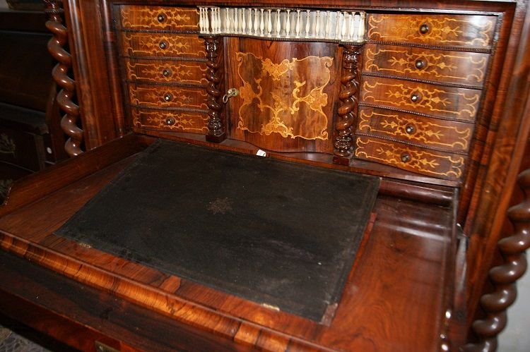 Secrétaire Biedermeier En Acajou Et Plume d'Acajou Des Années 1800-photo-2