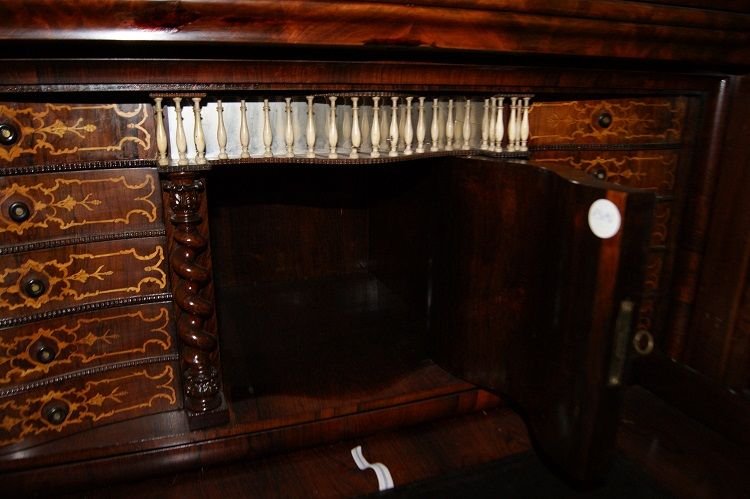 Secrétaire Biedermeier En Acajou Et Plume d'Acajou Des Années 1800-photo-3