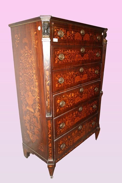 Dutch Septet From The Late 1700s, Empire Style, In Mahogany Wood-photo-2