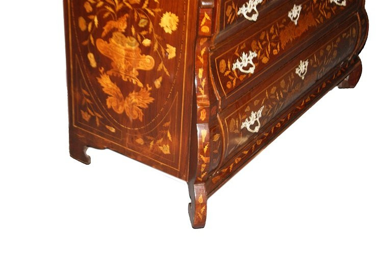 Bureau à Pente Rabat De Style Régence Hollandaise Des Années 1700 En Acajou Richement Incrusté-photo-4