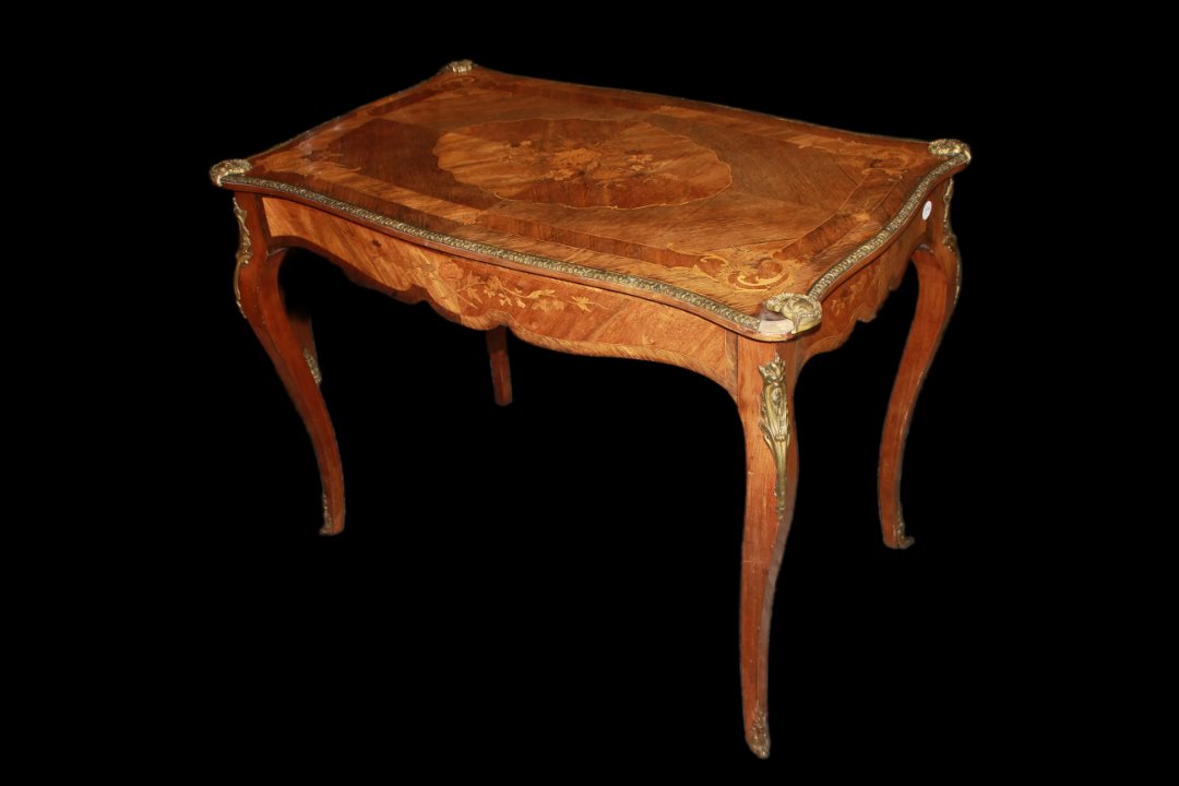 Bureau Français De Style Louis XV Marqueté Avec Bronzes-photo-3