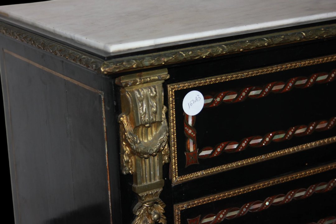 Secrétaire Napoléon III En Bois ébonisé Avec Incrustations De Nacre Du XIXe Siècle-photo-4