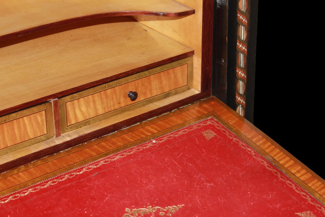 Secrétaire Napoléon III En Bois ébonisé Avec Incrustations De Nacre Du XIXe Siècle-photo-7