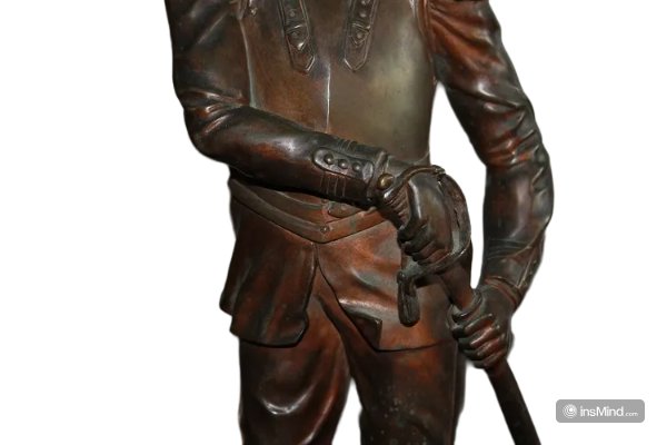 Sculpture Française En Bronze Du 19ème Siècle Représentant Un Soldat Officier Cavalier Dragon -photo-4