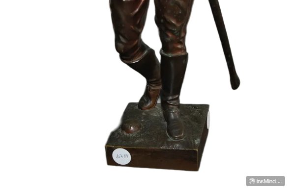 Sculpture Française En Bronze Du 19ème Siècle Représentant Un Soldat Officier Cavalier Dragon -photo-2