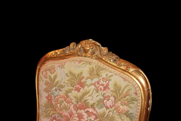 French Living Room From The Mid-1800s, Louis XV Style, In Gilded Wood With Gold Leaf Consisting-photo-7