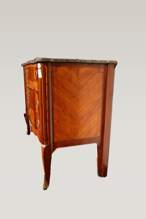 Commode De Style Transition En Acajou Et Bois De Rose Du XIXe Siècle Avec Un Dessus En Marbre-photo-4