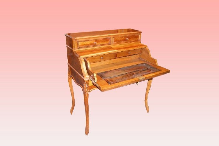 French Writing Desk From The Second Half Of The 19th Century, In Louis XV Style, Made Of Walnut-photo-2