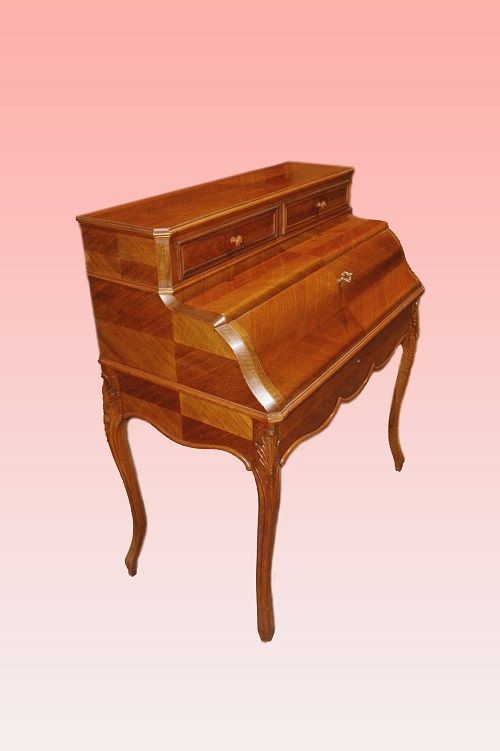 French Writing Desk From The Second Half Of The 19th Century, In Louis XV Style, Made Of Walnut-photo-1