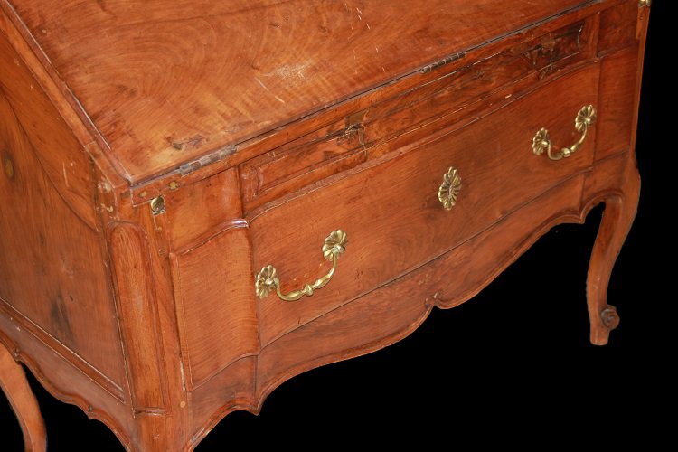 French Fall-front Desk From The Late 1700s, Provençal Style, In Walnut Wood-photo-3