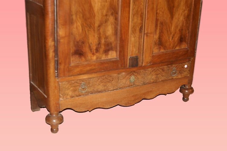 French Wardrobe From The Second Half Of The 18th Century, Louis Philippe Style, In Walnut Wood.-photo-3