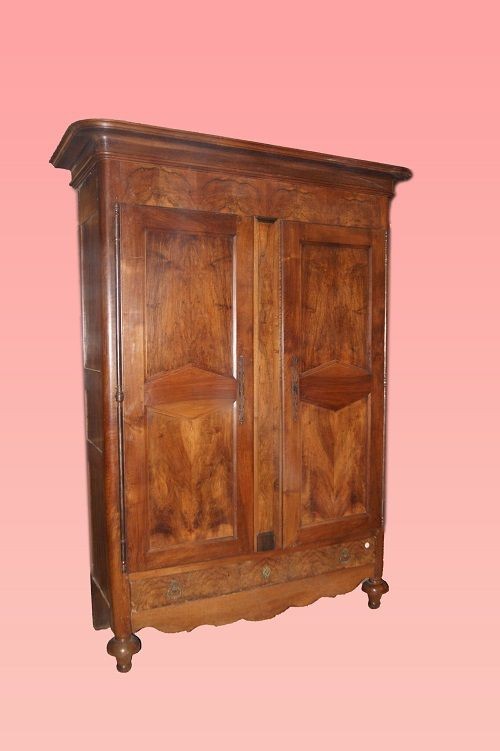 French Wardrobe From The Second Half Of The 18th Century, Louis Philippe Style, In Walnut Wood.