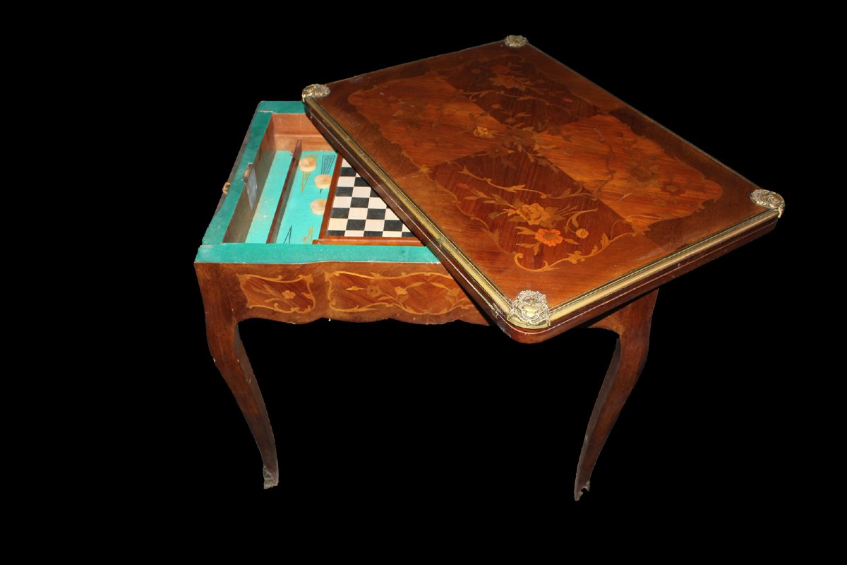 Elegant French Transition Style Card Table, Late 19th Century-photo-1